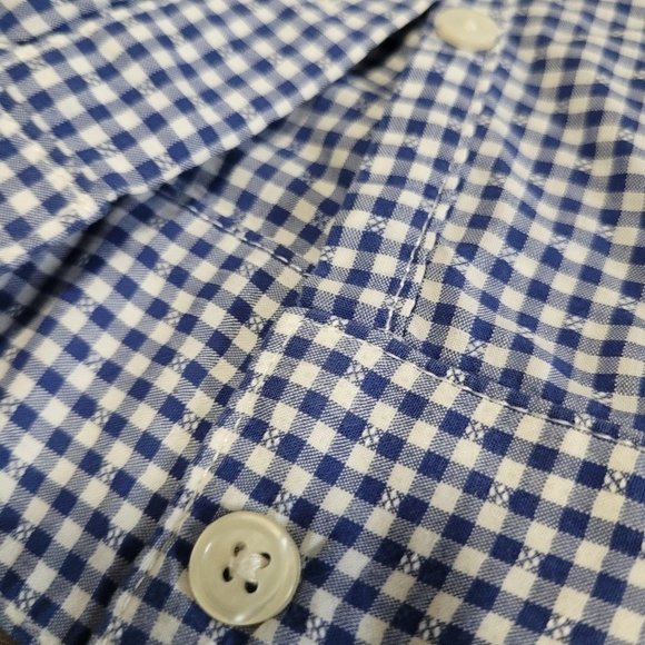 Fischer Men's Blue Checkered Shirt Size M Gingham Check Long Sleeve - Picture 4 of 6